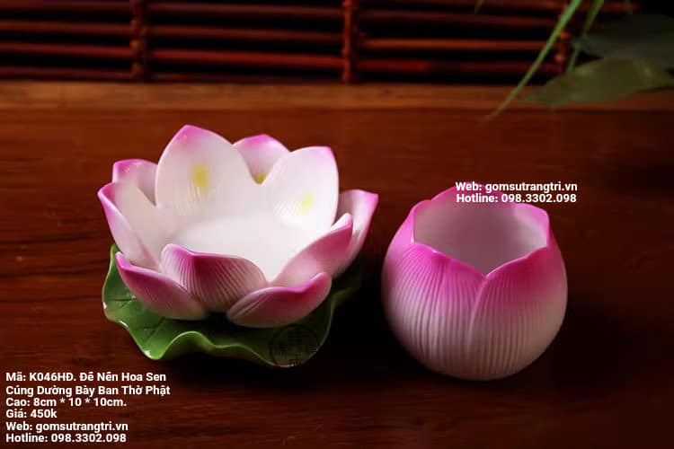 ĐẾ NẾN HOA SEN CÚNG DƯỜNG BÀY BAN THỜ PHẬT